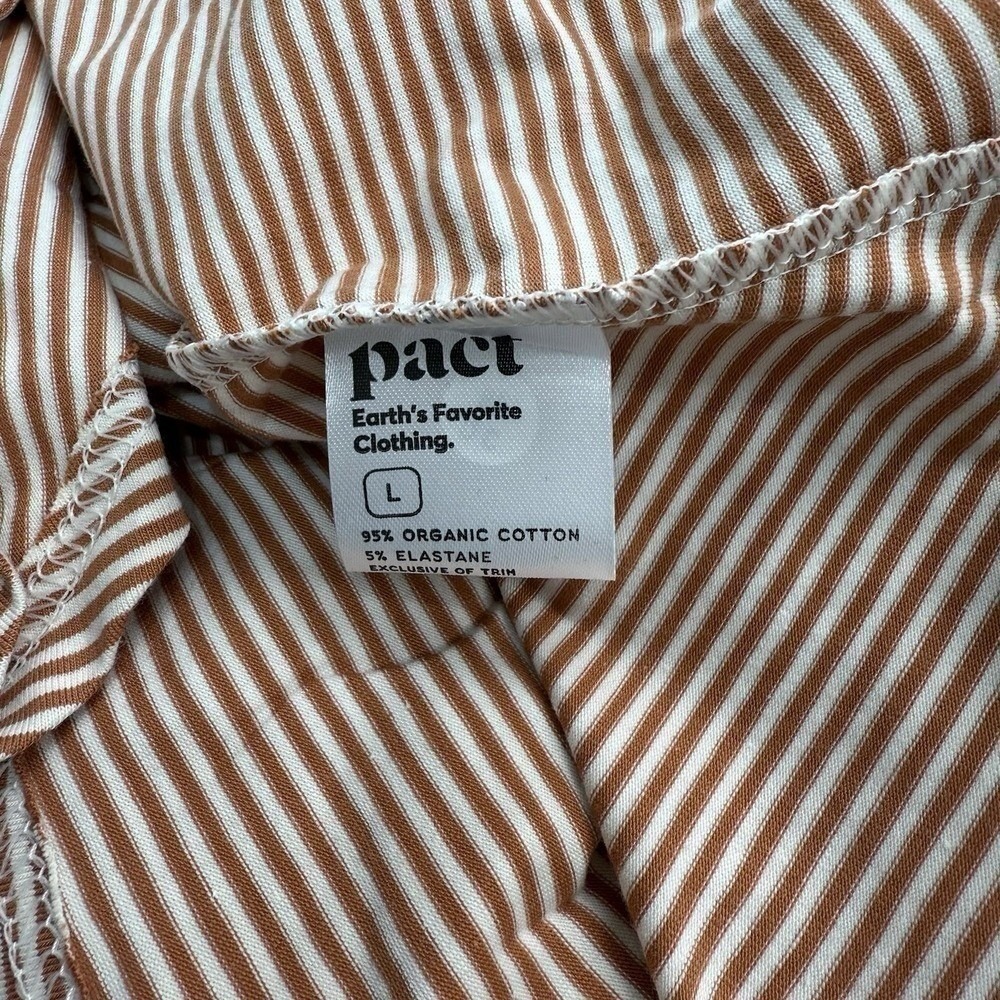 Pact Striped Tie Back Cutout Sundress Midi Dress L Rust Tan Coastal Vacation - Picture 8 of 10